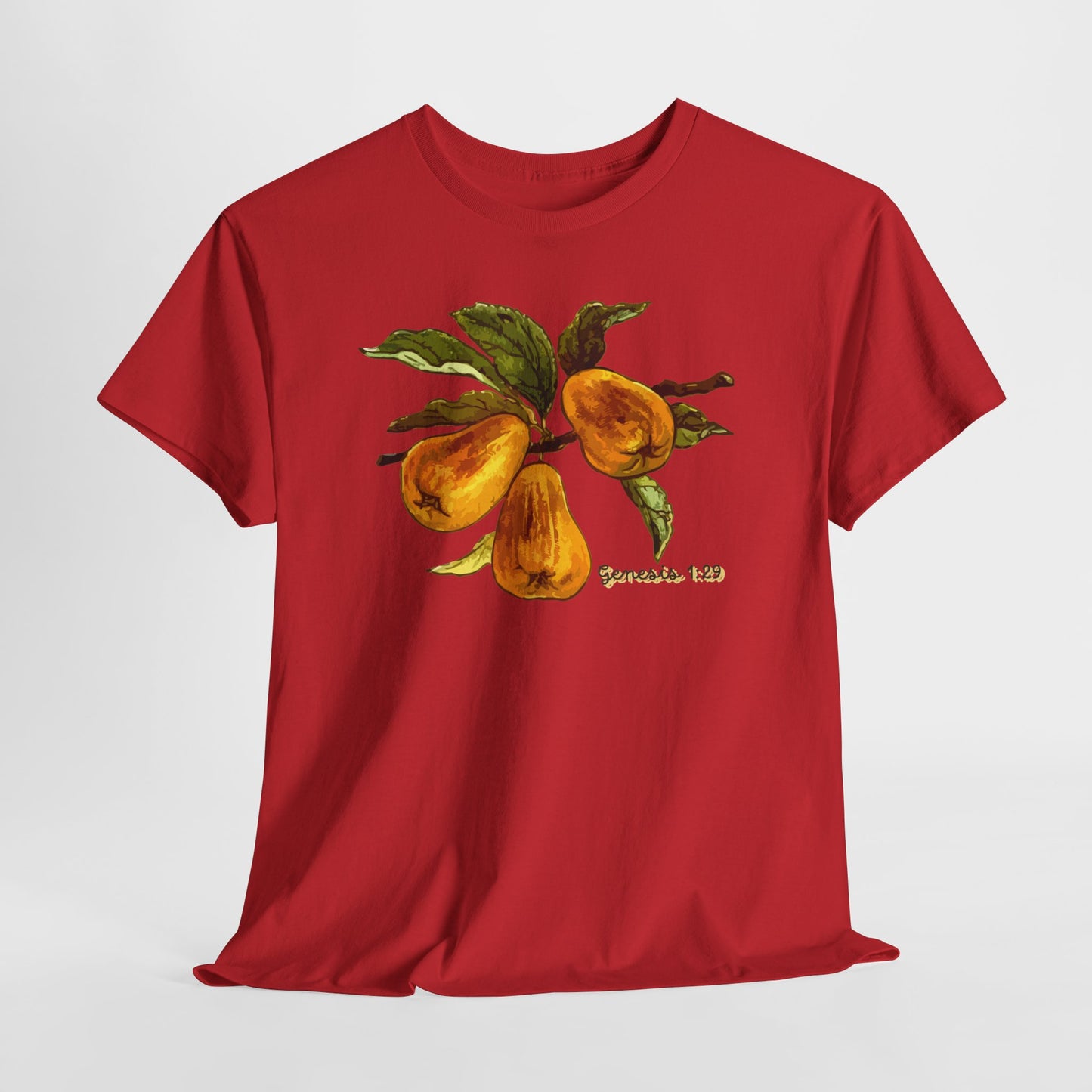 Pear Branch Tee — Watercolor Fruit Graphic T‑Shirt (Genesis 1:29)
