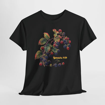 Blackberry Branch T-Shirt — Botanical Berry Illustration with "Genesis 1:29"