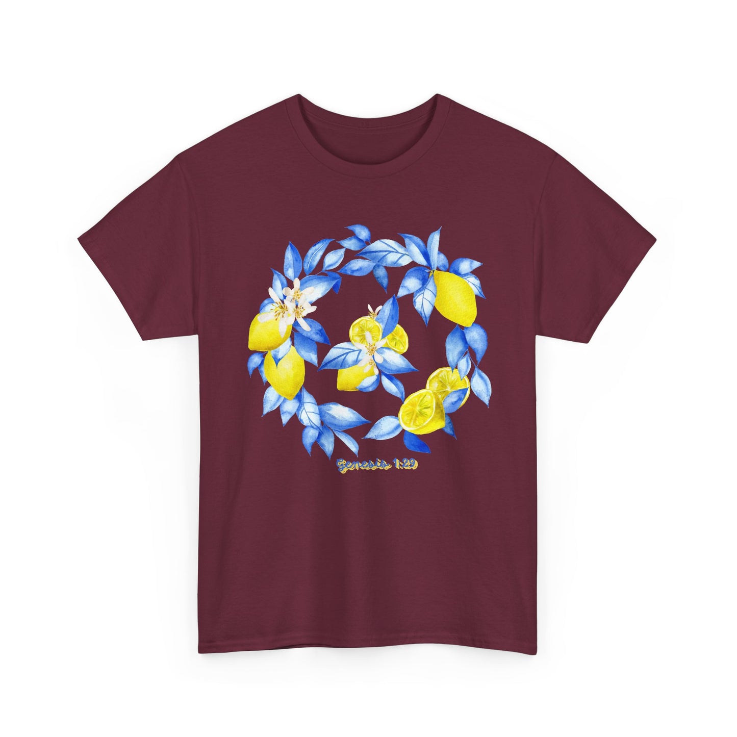 Lemon Wreath Graphic Tee — Genesis 1:29 Floral Scripture T-Shirt