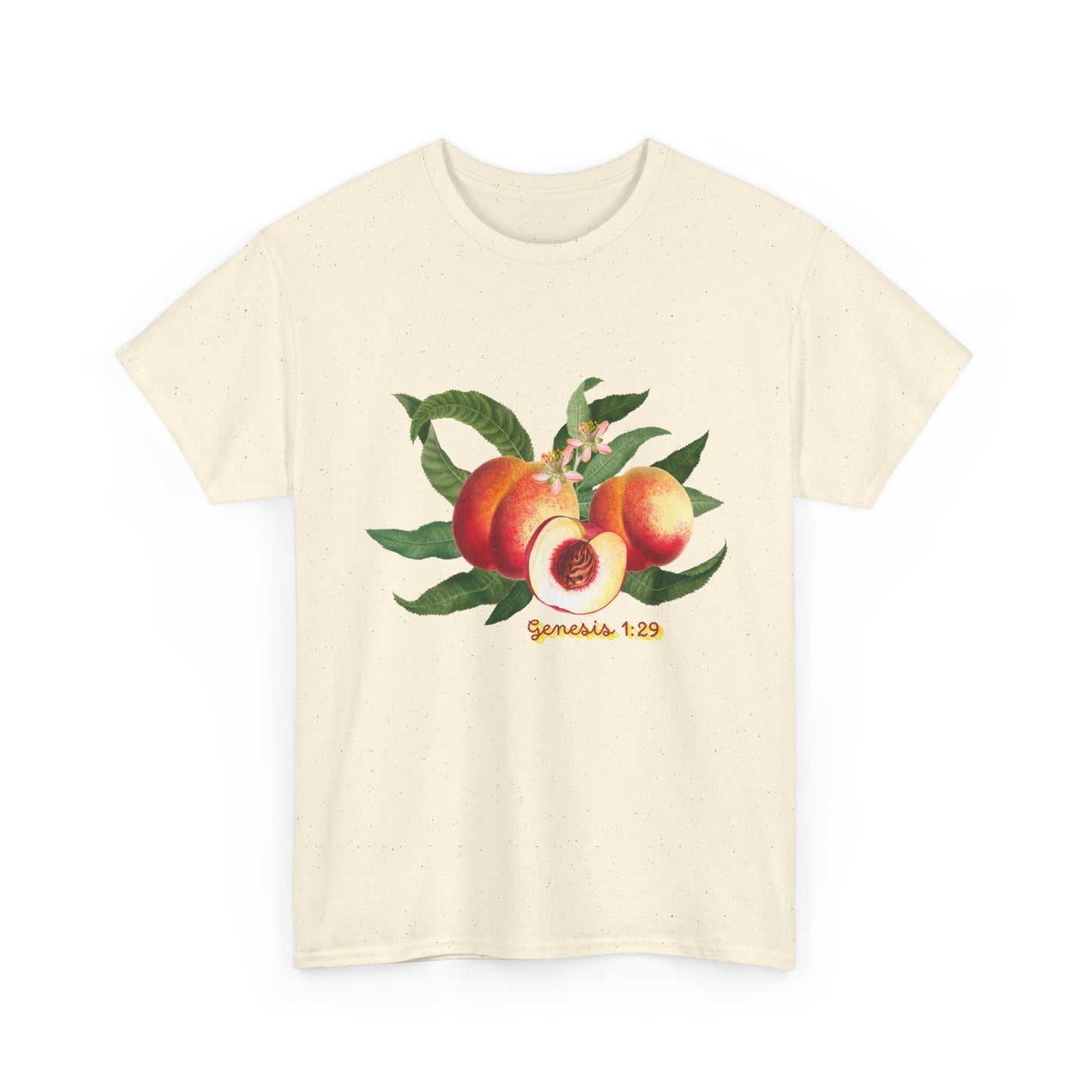 Peach Botanical Tee — Vintage Fruit Illustration T-Shirt ("Genesis 1:29")