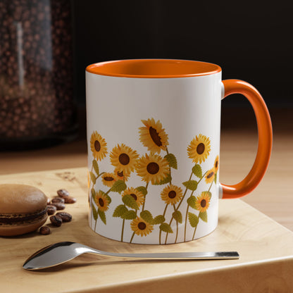 Sunflower Field Accent Tea Mug – Bright Floral 11/15oz Ceramic