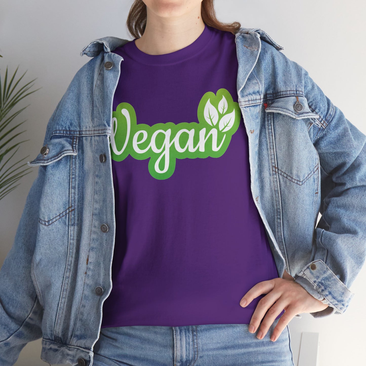 Vegan Script Tee — Green Leaf Eco-Friendly T-Shirt