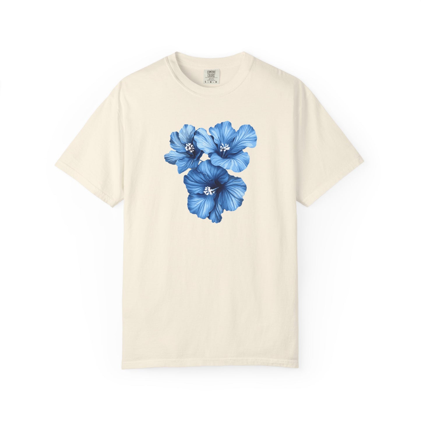 Blue Hibiscus Floral T-Shirt — Watercolor Flower Graphic Tee