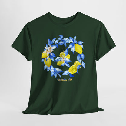 Lemon Wreath Graphic Tee — Genesis 1:29 Floral Scripture T-Shirt