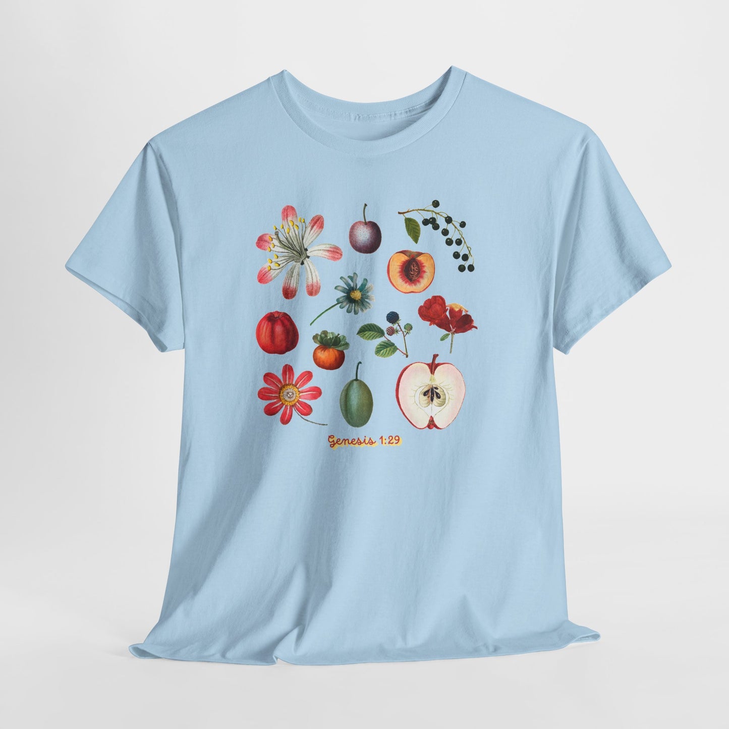 Botanical Fruit Garden T‑Shirt — Floral & Fruit Illustration Tee (Genesis 1:29)