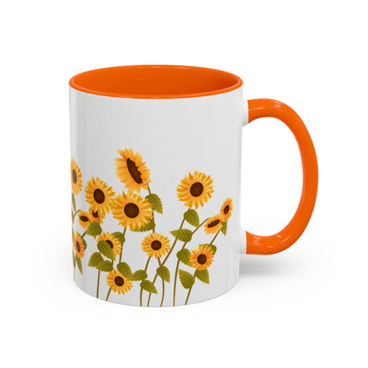 Sunflower Field Accent Tea Mug – Bright Floral 11/15oz Ceramic