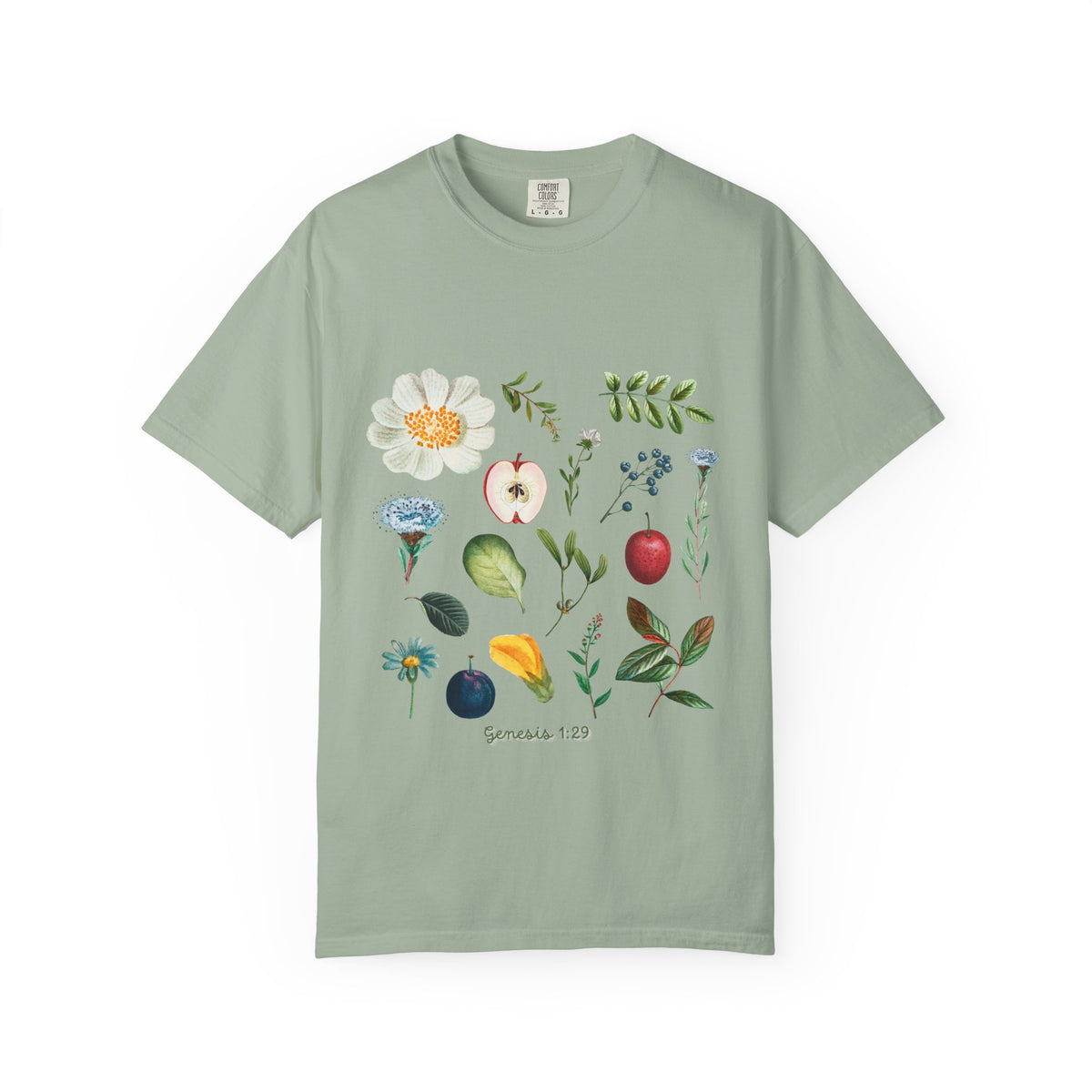 Floral Fruits Botanical Tee — Jeremiah 1:9 Scripture Garden T-Shirt