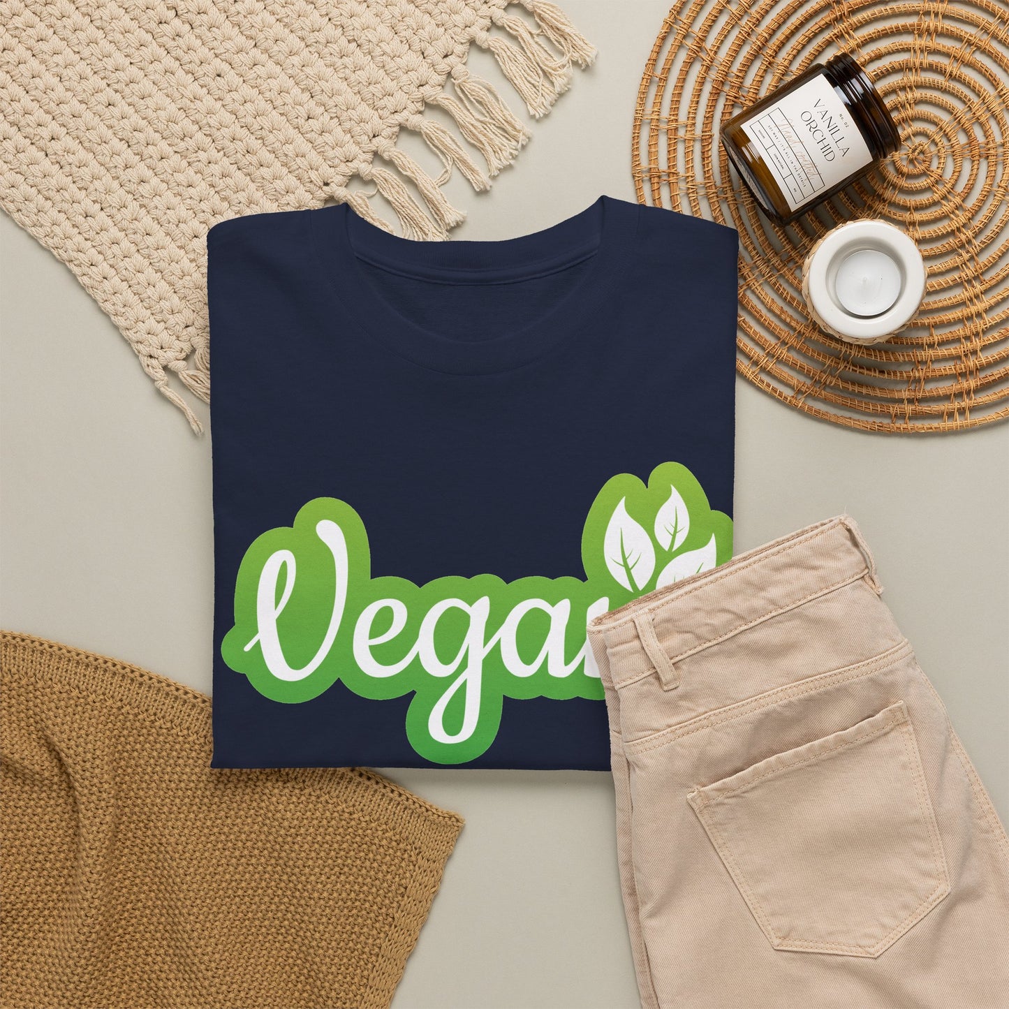 Vegan Script Tee — Green Leaf Eco-Friendly T-Shirt