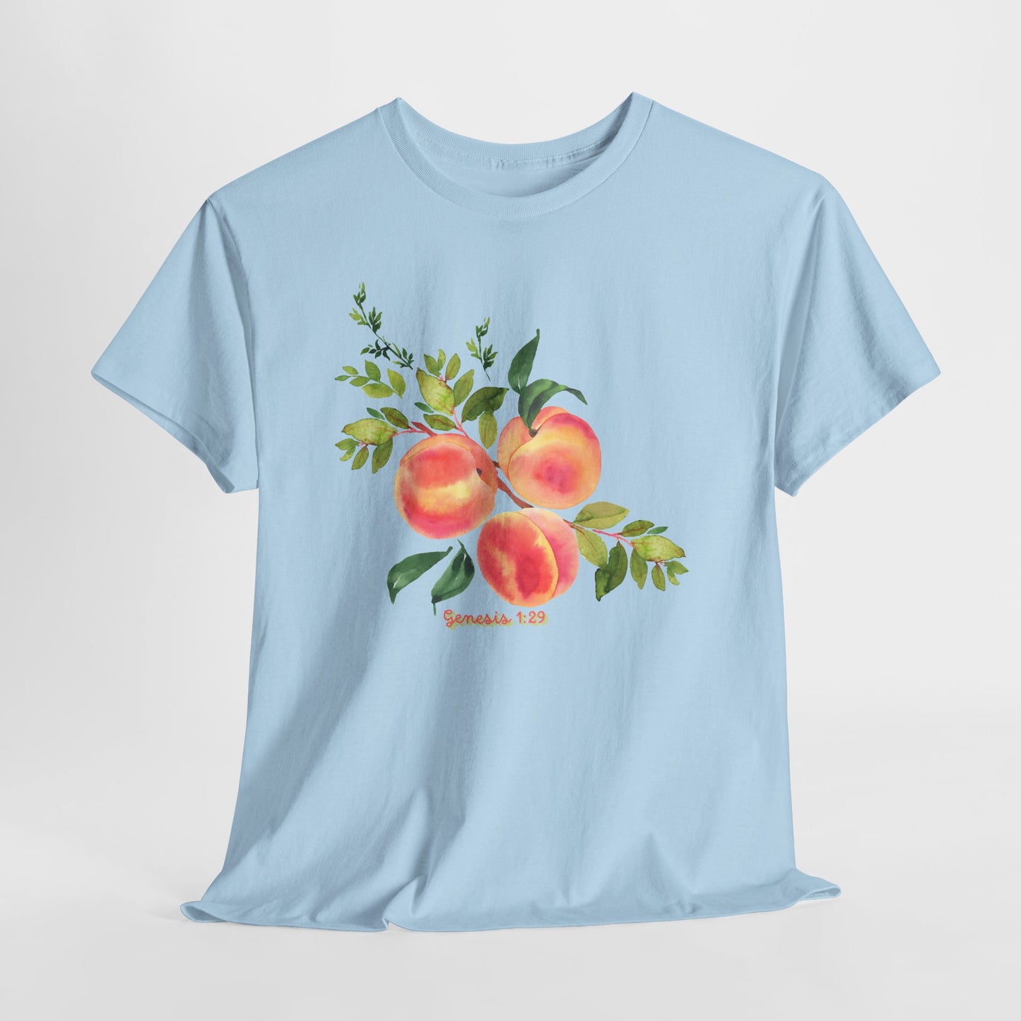 Peach Botanical Tee — Watercolor Fruit Graphic T‑Shirt