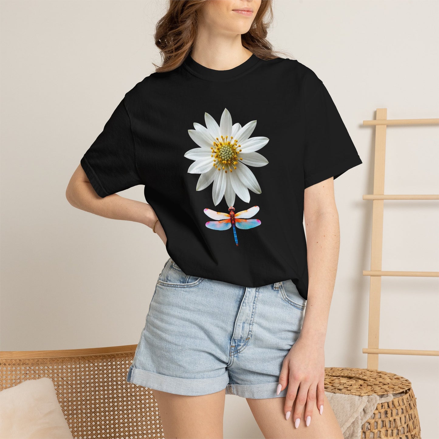 Lotus & Dragonfly T-Shirt — Floral Nature Graphic Tee