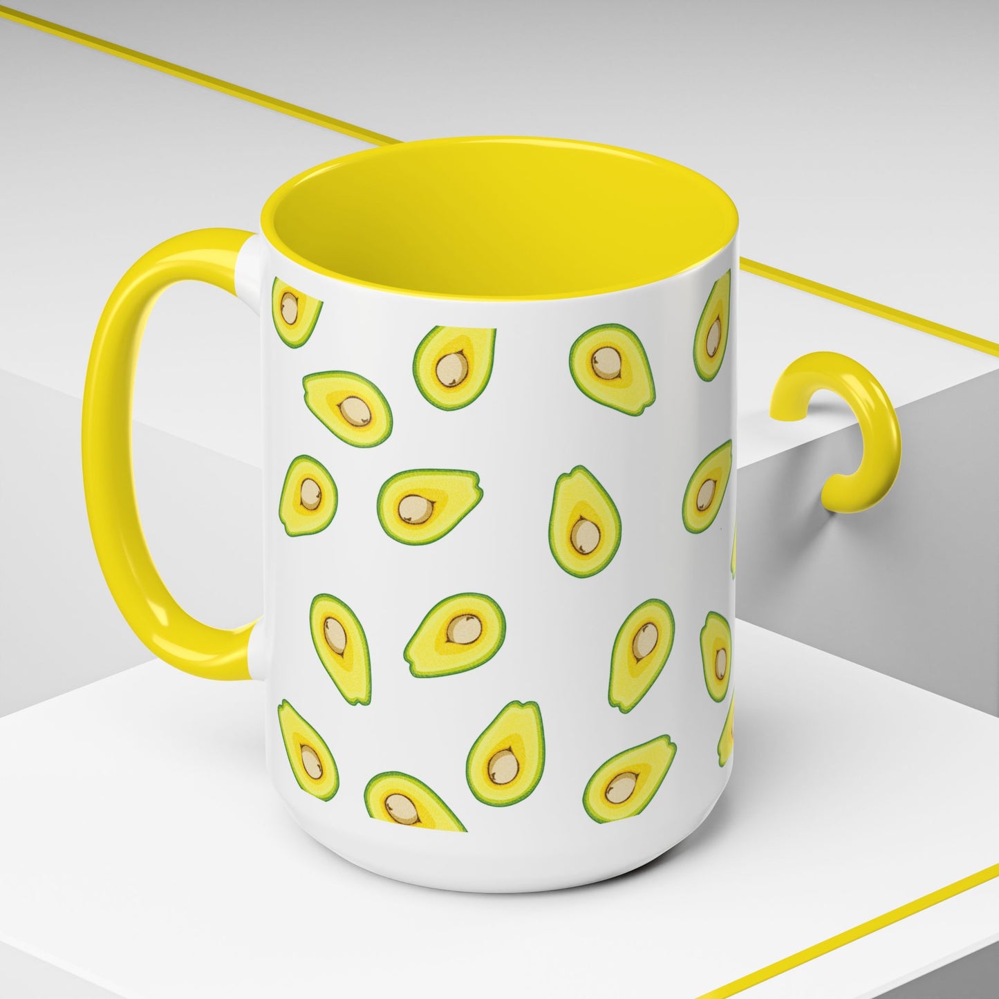 Avocado Pattern Coffee Mug — Cute Avocado Print Accent Mug (11/15oz)