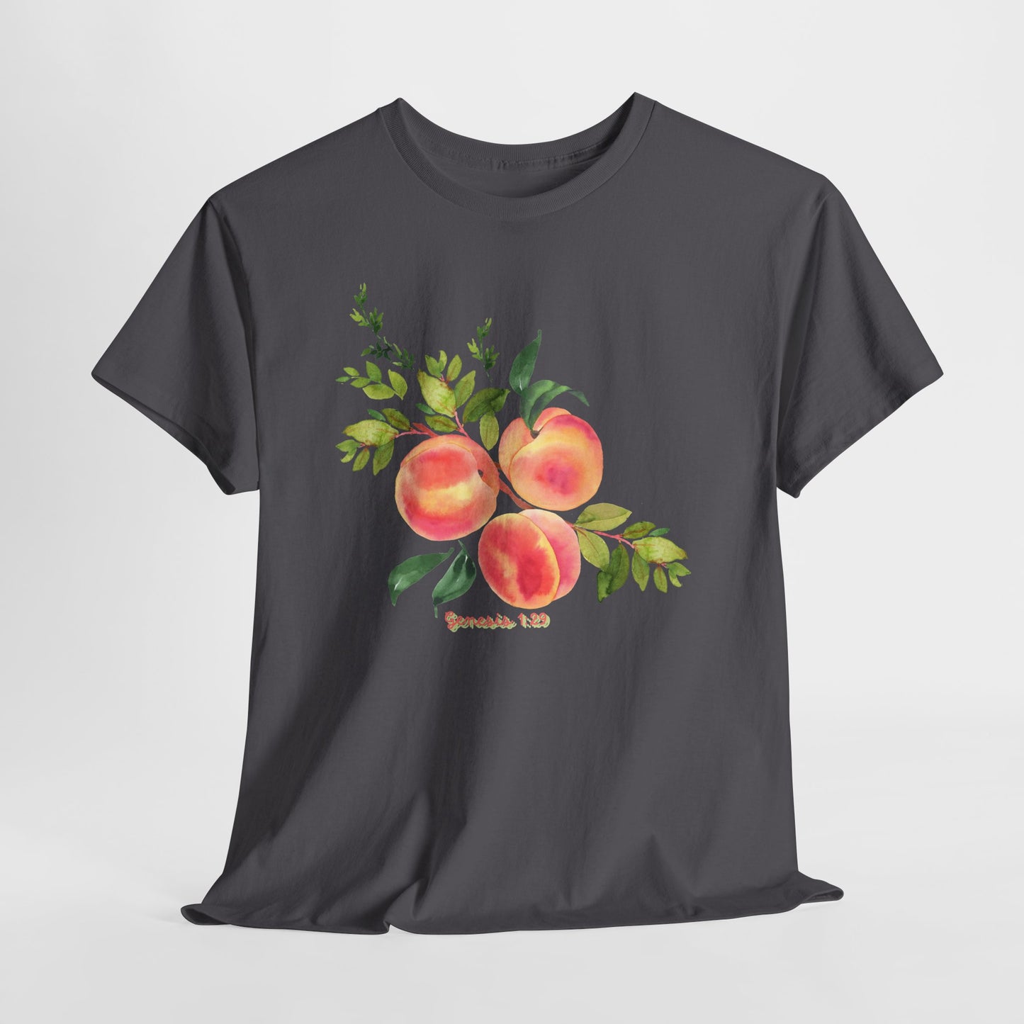 Peach Botanical Tee — Watercolor Fruit Graphic T‑Shirt