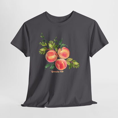 Peach Botanical Tee — Watercolor Fruit Graphic T‑Shirt