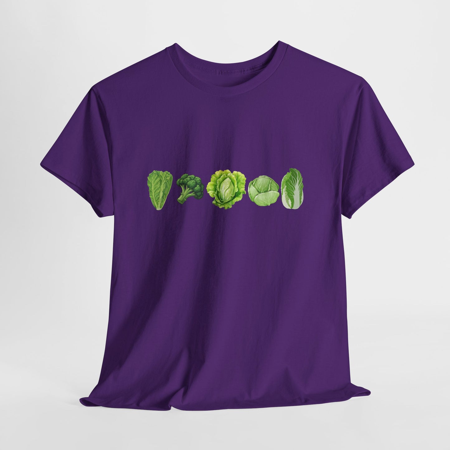 Vegetable Row T-Shirt — Green Veggies Lettuce Broccoli Cabbage Graphic Tee