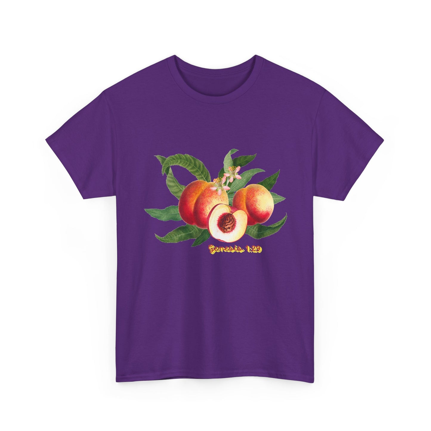 Peach Botanical Tee — Vintage Fruit Illustration T-Shirt ("Genesis 1:29")