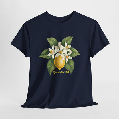 T-Shirt — Lemon Blossom Graphic Tee with 'Genesis 1:29' Scripture