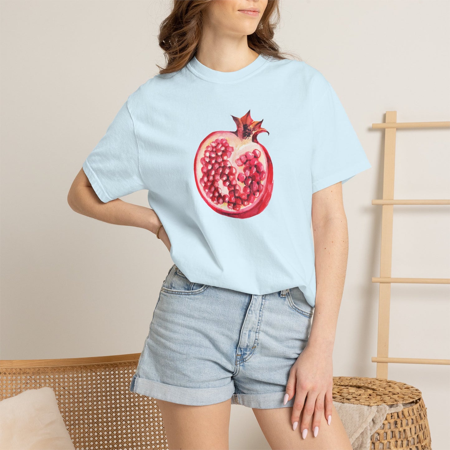 Pomegranate Watercolor T-Shirt — Fruit Illustration Tee for Foodies & Nature Lovers