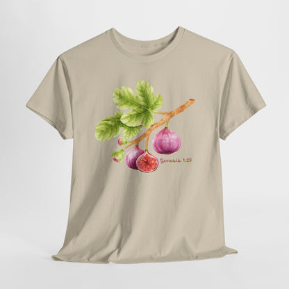 Fig Branch T‑Shirt — Botanical Fig Illustration Tee with Scripture (Genesis 1:29)