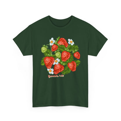 Strawberry Cluster Tee — Vintage Botanical Fruit Graphic (Genesis 1:29)
