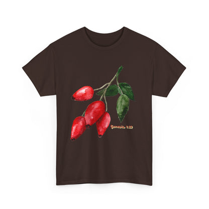 Rosehip Botanical Tee — Illustrated Rose Hips with Jeremiah 1:9 Scripture Accent
