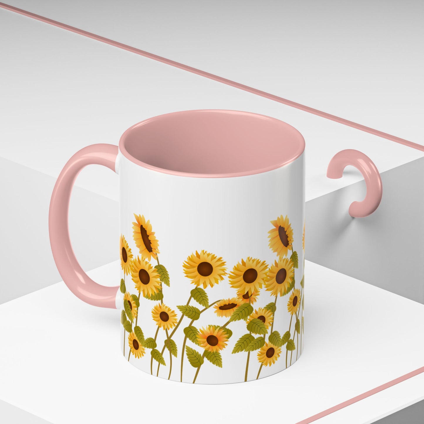 Sunflower Field Accent Tea Mug – Bright Floral 11/15oz Ceramic