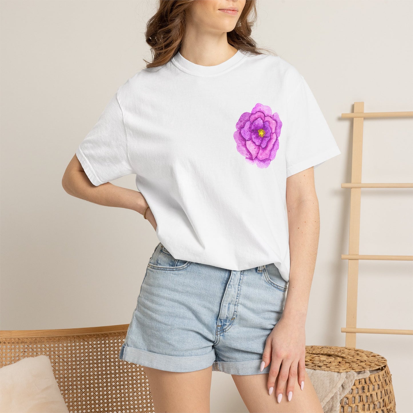 Floral Watercolor Chest Rose T-Shirt