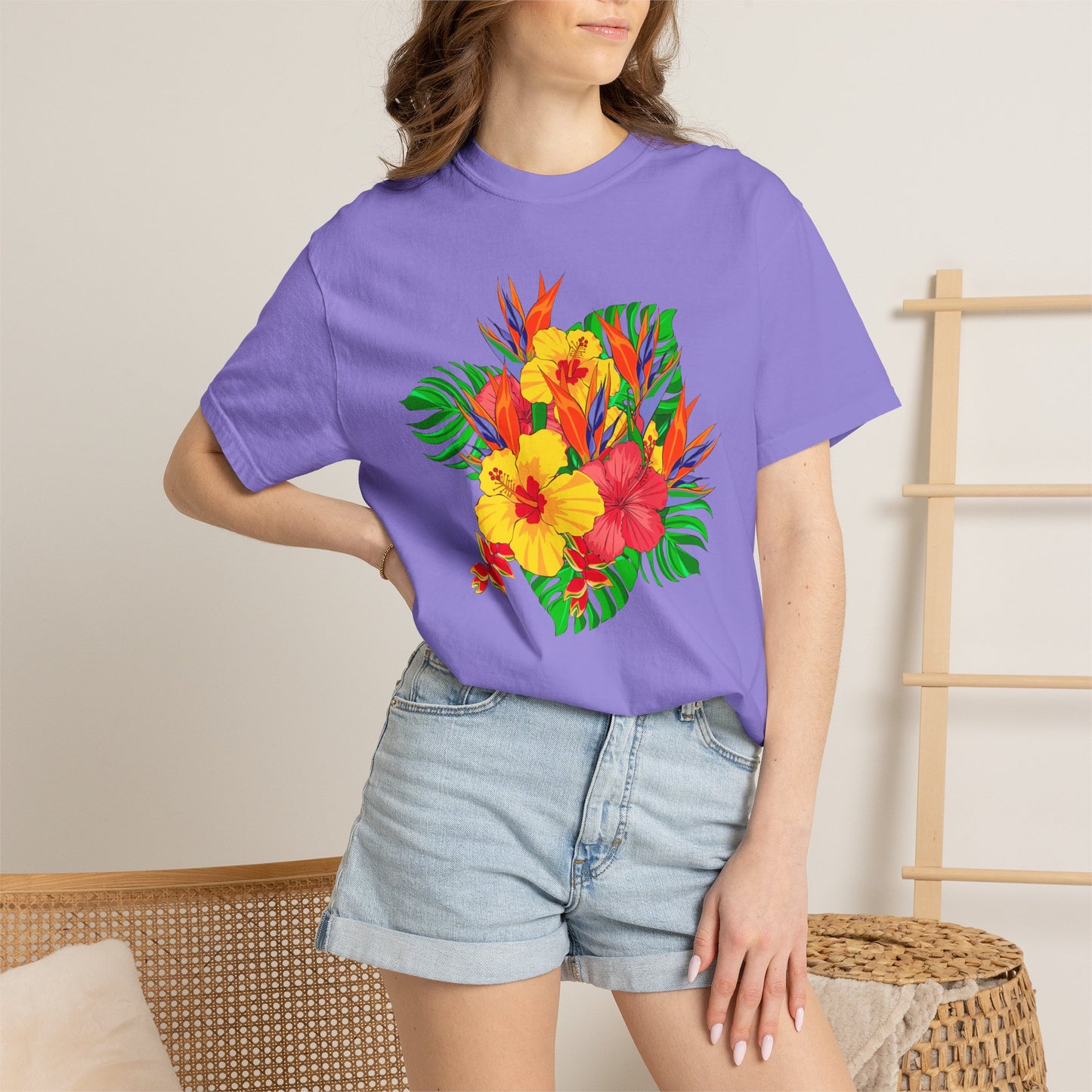 Tropical Hibiscus Floral T-Shirt