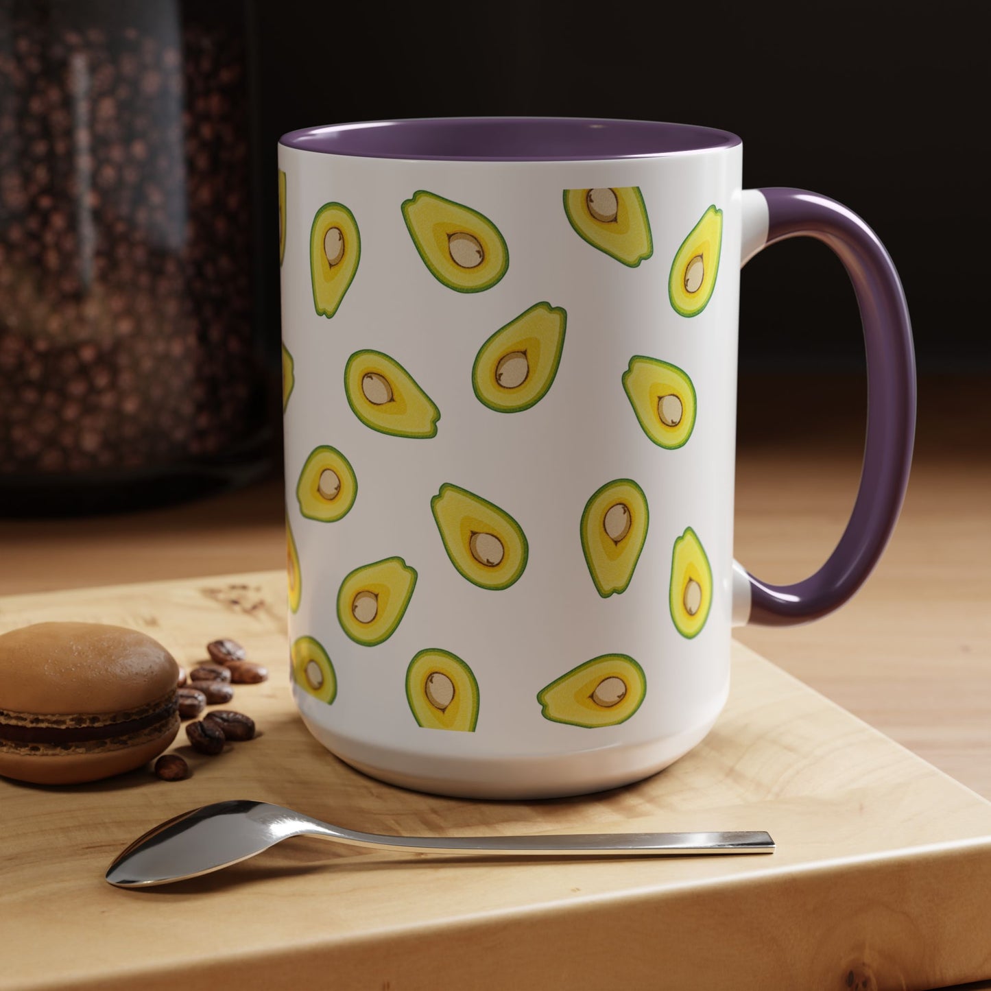 Avocado Pattern Coffee Mug — Cute Avocado Print Accent Mug (11/15oz)