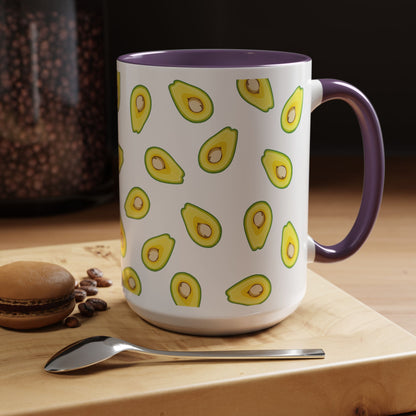 Avocado Pattern Coffee Mug — Cute Avocado Print Accent Mug (11/15oz)