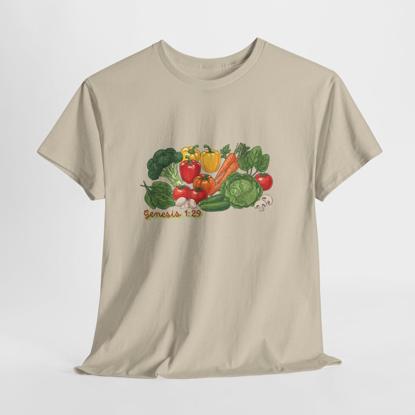 Vegetable Garden Tee — Fresh Veggies Illustration with "Genesis 1:29"