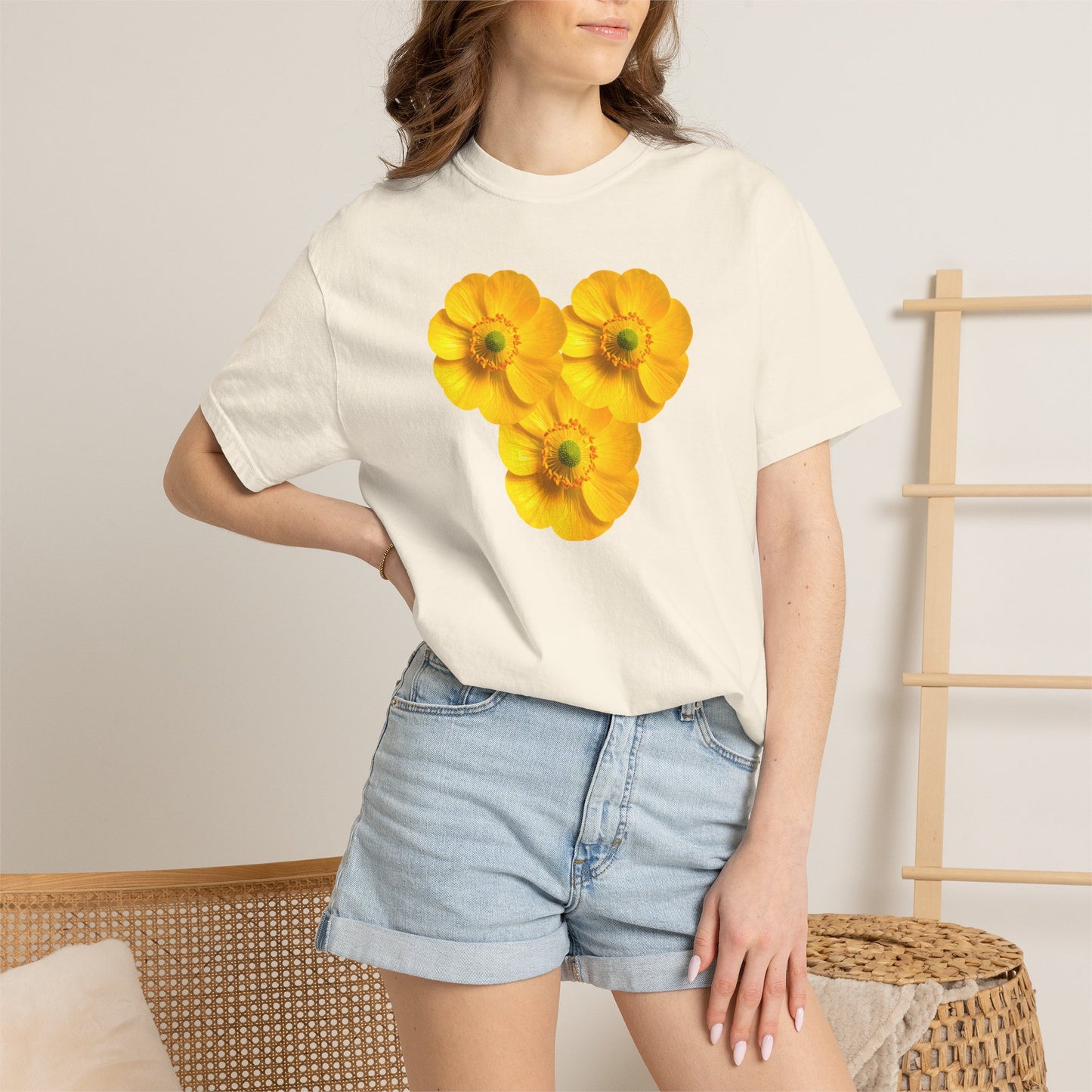 Yellow Floral Heart T-Shirt