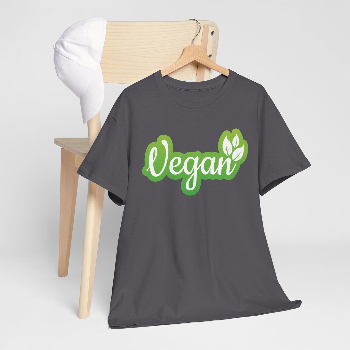 Vegan Script Tee — Green Leaf Eco-Friendly T-Shirt