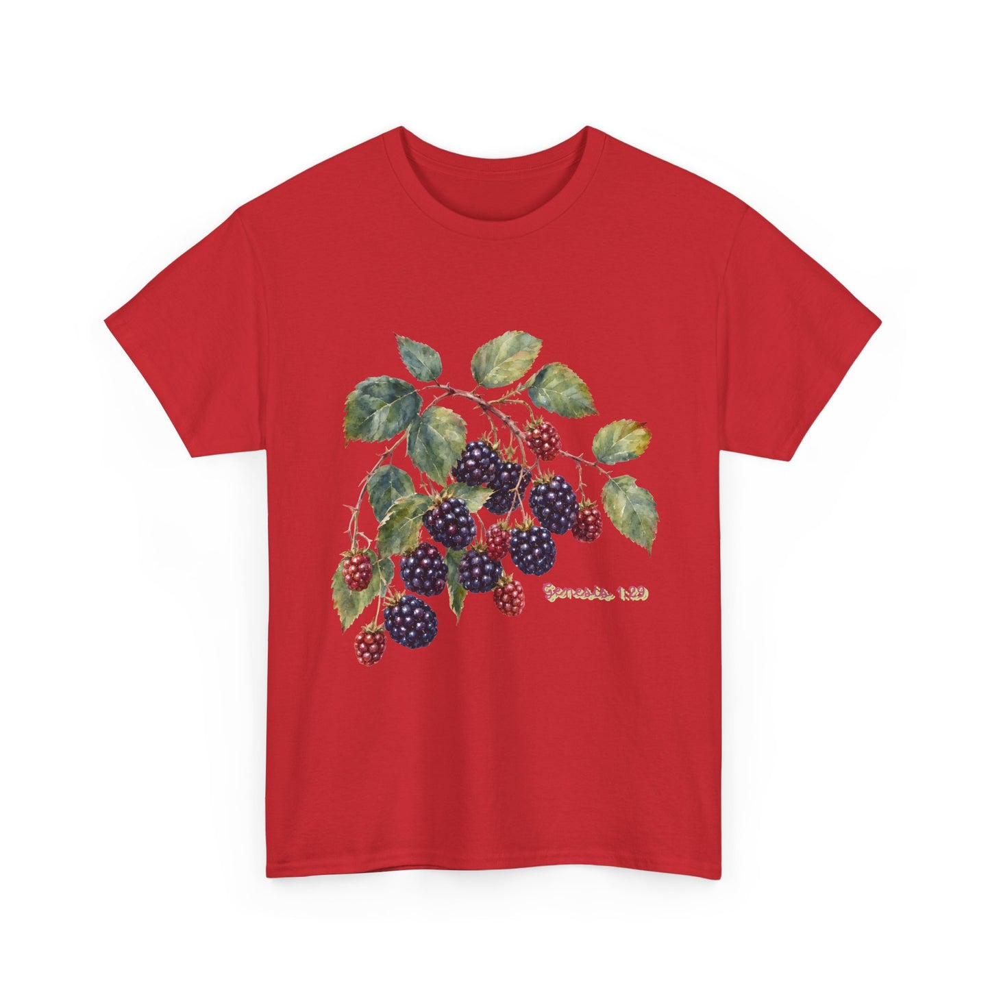 T-Shirt — Vintage Blackberry Branch Illustration Tee (Genesis 1:29)
