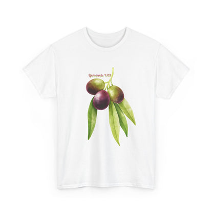 Olive Branch Watercolor T-Shirt — Genesis 1:29 Faith Tee