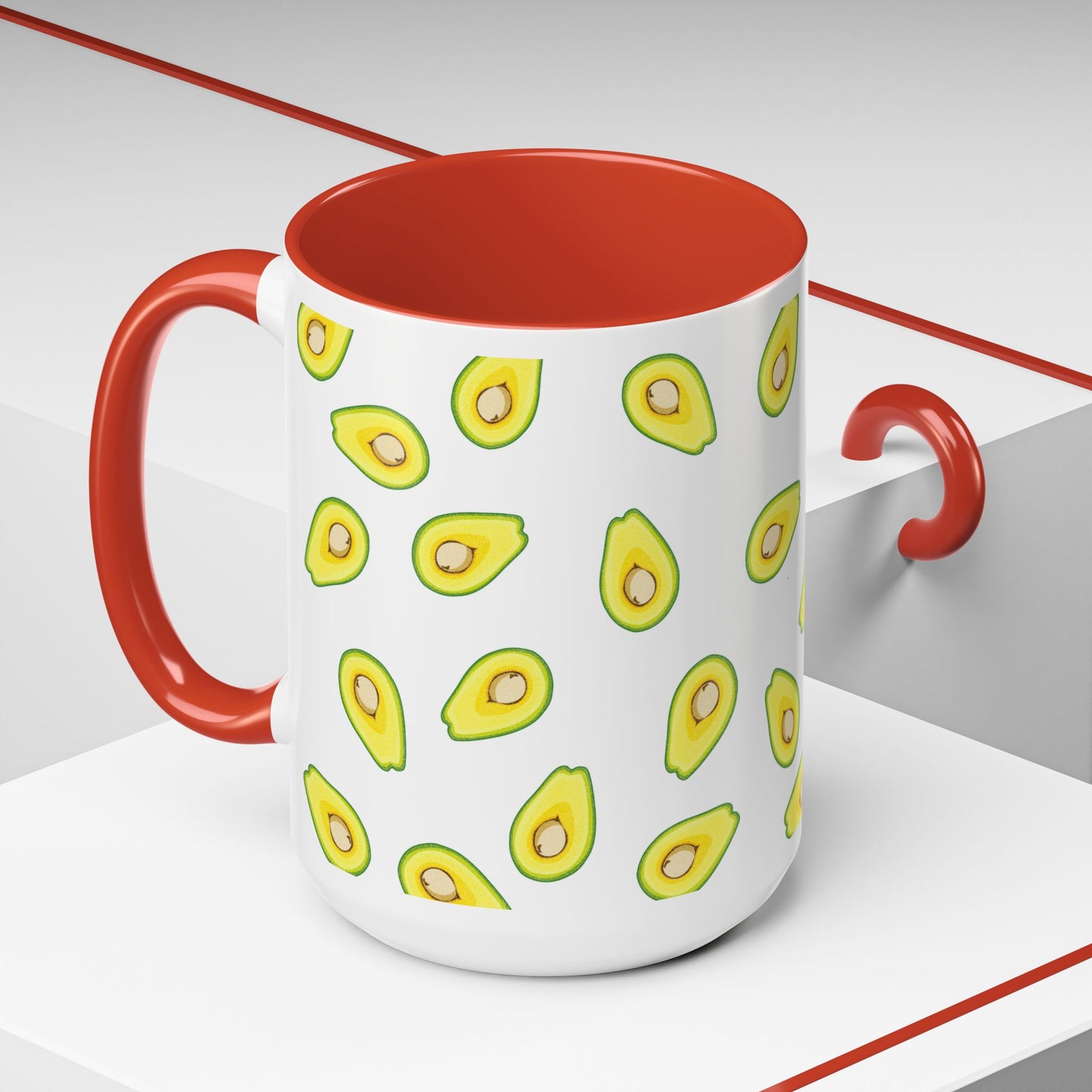 Avocado Pattern Coffee Mug — Cute Avocado Print Accent Mug (11/15oz)