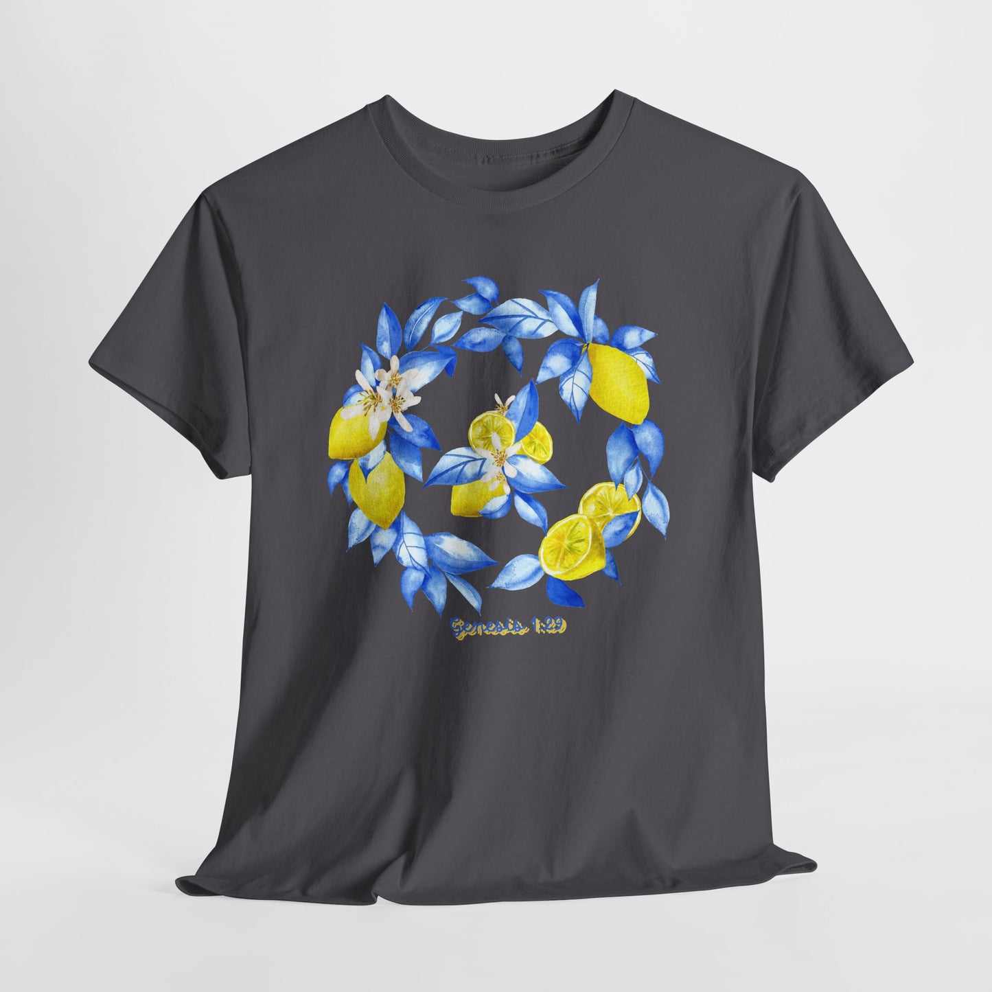 Lemon Wreath Graphic Tee — Genesis 1:29 Floral Scripture T-Shirt