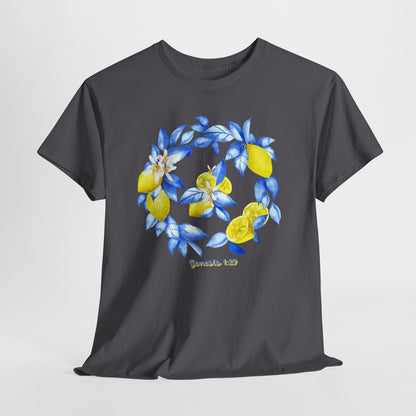Lemon Wreath Graphic Tee — Genesis 1:29 Floral Scripture T-Shirt