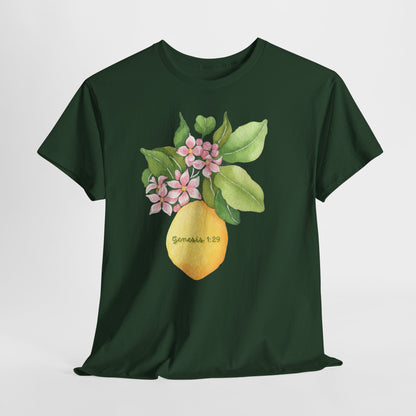Lemon Blossom T-Shirt — Genesis 1:29 Floral Faith Tee