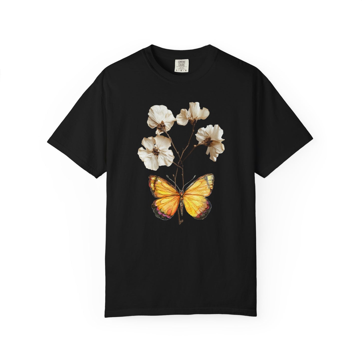 Butterfly & Dried Flowers Graphic T-Shirt — Vintage Botanical Tee