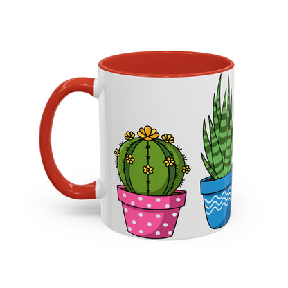 Cactus & Succulent Accent Coffee Mug — Cute Potted Plants 11/15oz