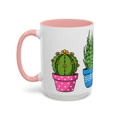 Cactus & Succulent Accent Coffee Mug — Cute Potted Plants 11/15oz