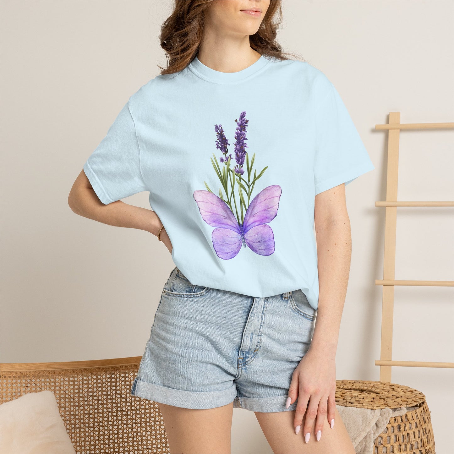 Lavender Butterfly T-Shirt — Watercolor Floral Tee