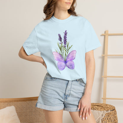 Lavender Butterfly T-Shirt — Watercolor Floral Tee