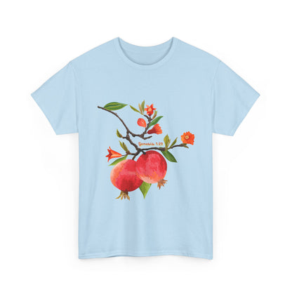 Pomegranate Bloom T-Shirt — Botanical Fruit Watercolor Tee