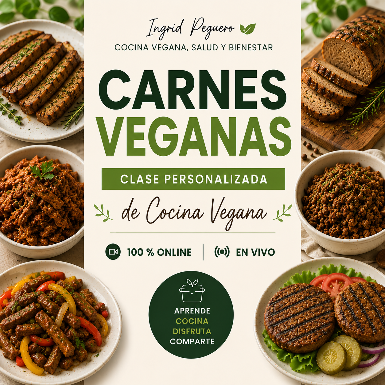 CARNES VEGANAS – CLASE PRIVADA ONLINE